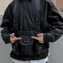 Сумка через грудь в стиле панка, сумка-жилет, мужская сумка на пояс, уличная сумка унисекс, крутая функциональная тактическая сумка на грудь 503