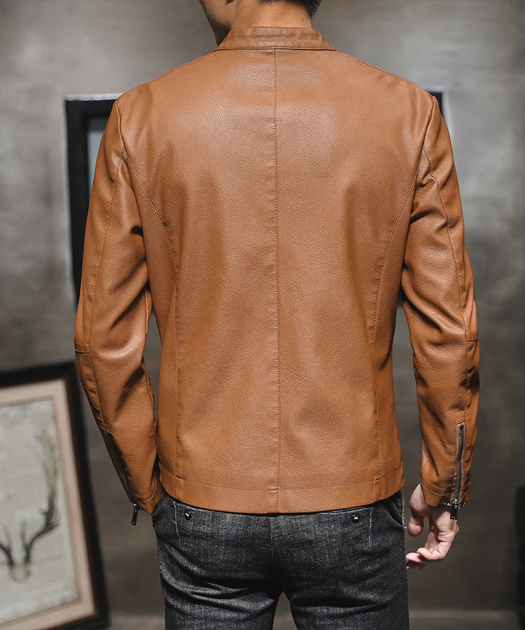Локомотивное кожаное пальто мужской Корейский Стиль Тренд Slim Fit Красивый Молодежный кожаный пиджак Мужское пальто осень и зима Мужская одежда Le
