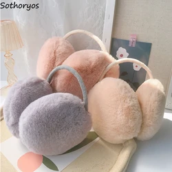 Winter Warm Earmuffs Girl Fluffy Women Plush Solid Color Soft Casual Comfortable Simple Windproof Fashion Earflaps Thicken