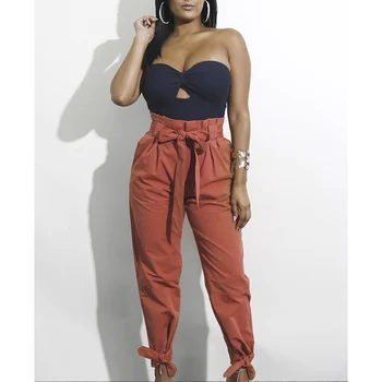 

Pleated pants with trousers women's fashion casual solid color high waist slim slimming lace loose trousers autumn female pant