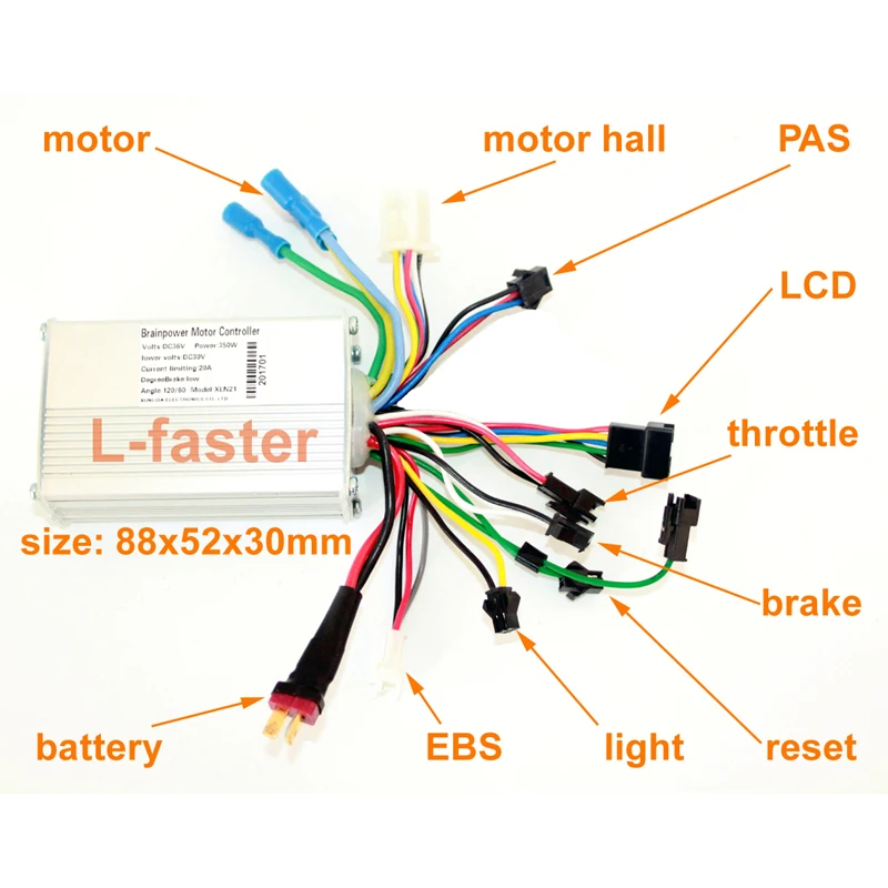 L-faster Новое поступление 250 Вт 350 Вт Электрический велосипед бесщеточный мотор контроллер с Wuxing большой палец дроссельной заслонки ЖК-дисплей и EBS тормоз