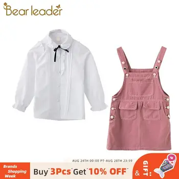 

Bear Leader Kids Girls Casual Fashion Dress Suits Autumn New Clothing Sets for Girls Solid T-Shirt + Suspender Skirt Kid Clothes