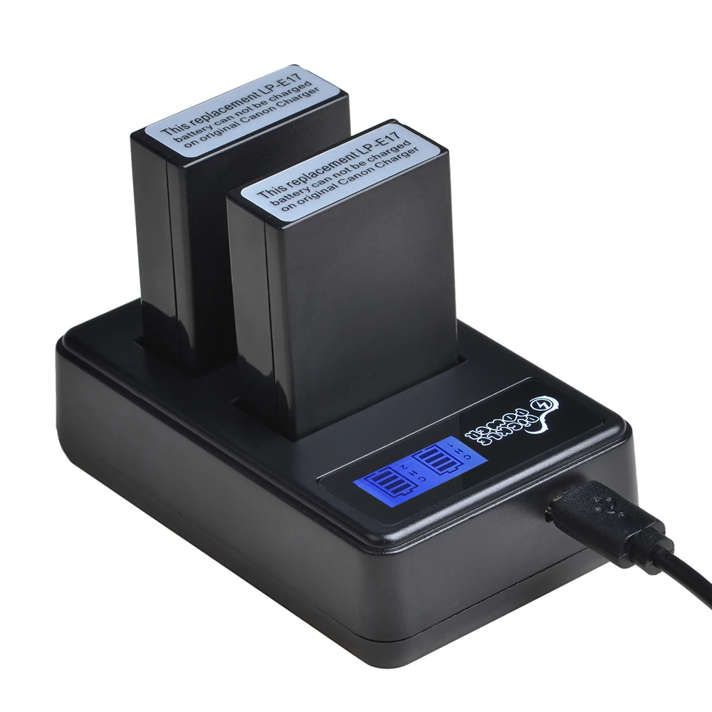 2 шт. 1100 мАч LP E17 LPE17 батарея и LCD USB двойное зарядное устройство для Canon EOS 200D M3 M6 750D 760D
