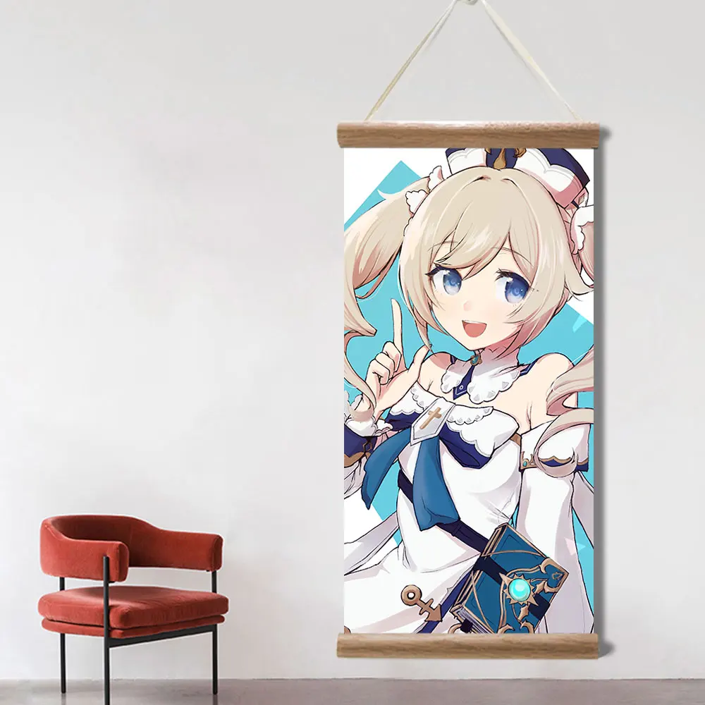 Genshin Impact Poster Barbara Ganyu Xiao Sexy Anime Picture Wall Canvas Posters Art Game Scroll Paintings for Living Room Decor