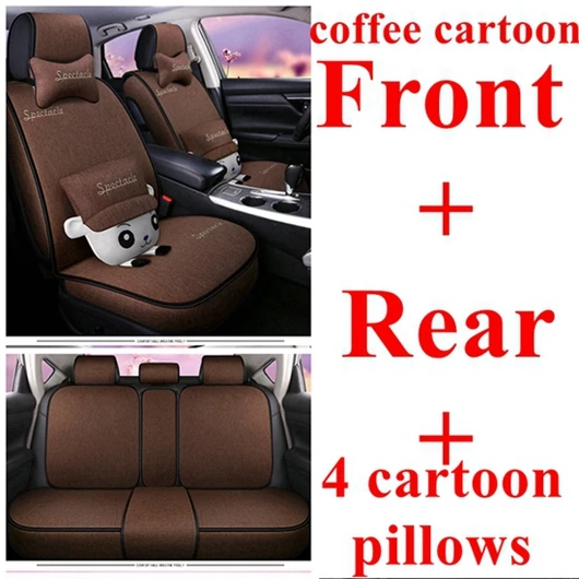 Передние+ задние автомобильные чехлы для Toyota corolla rav4 chr yaris Honda Fit Civic Suzuki Swift grand vitara Fiat Punto автомобильные аксессуары - Название цвета: cartoon coffee