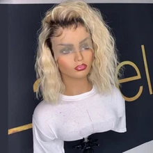 BYMC натуральные волнистые Омбре блонд 1B613 человеческие волосы полностью кружевные парики бразильские волосы Remy Glueless парик предварительно выщипанные с детскими волосами