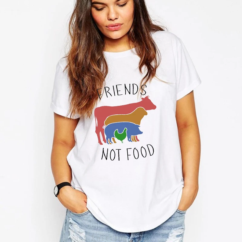 Футболка Friends Not Fat Винтажная футболка подарок для веганская рубашка милые вегетарианские топы с натуральным рисунком хиппи 70s 80s 90s