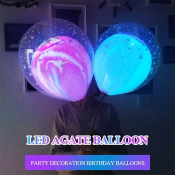 

10pcs New LED Double layer stars Agate Balloon Wedding Ballon Happy Birthday Balloon Baby Shower Decoration Kids Party Supplie