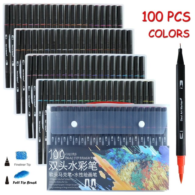 60 Colors Art Pens Set, Fine Tip & Flexible Brush Pen Tip, Water Based  Markers for Adult Coloring Calligraphy - AliExpress