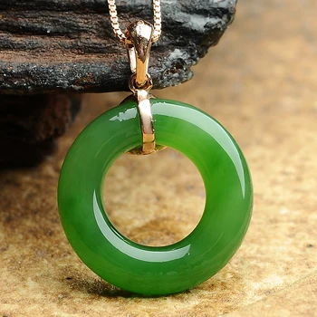 

Popular simple wind green yu pendant inlaid yu Ping An pendant women's and Hetian yu Pendant