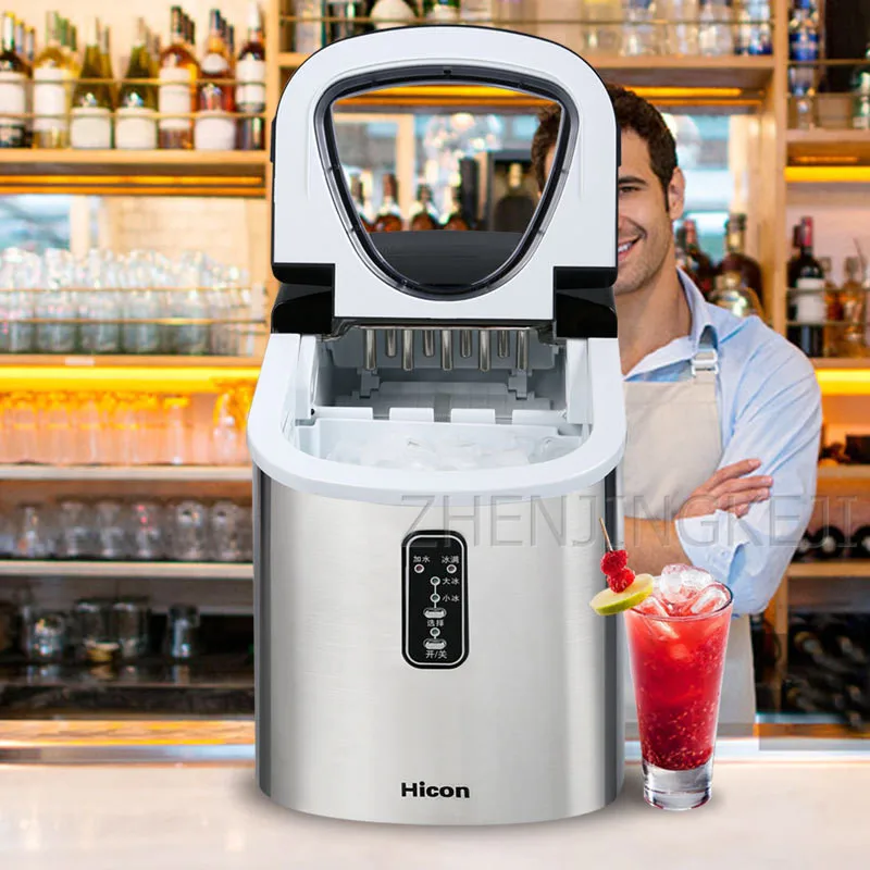 Ice Maker Small Home Appliances Milk Tea Shop Round Ice Manual Add Water Commercial Automatic Cube Maker Frozen Appliances