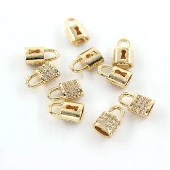 

6pcs Fashion transparent cz pendant lock-shaped cubic zircon charm jewelry bracelet/necklace accessories