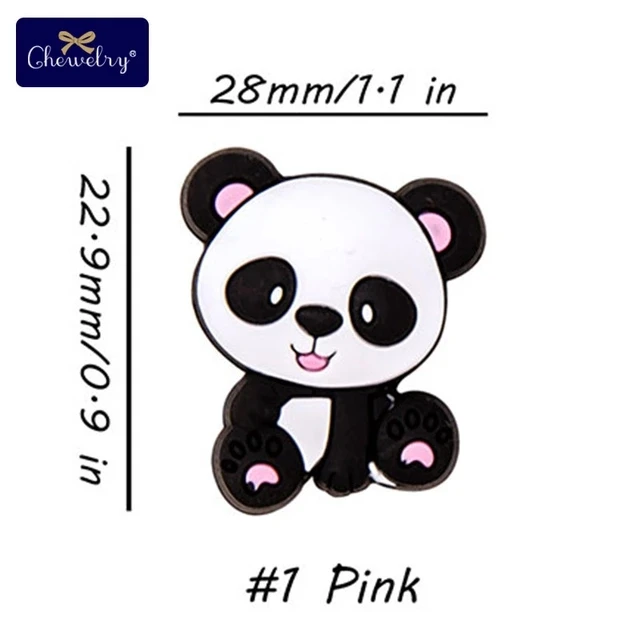 Pink Panda 50 шт. без БФА, силиконовый бисер Панда Кролик грызун детский Прорезыватель своими руками соска подвеска на цепочке-ожерелье аксессуары для жевания и кусания игрушки - Цвет: Pink Panda