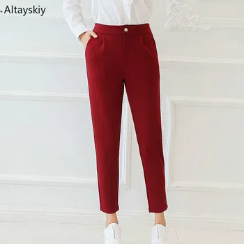 

Pants Women High Waist Simple Elegant Soft Breathable All-match Trousers Korean Style Trendy Daily Solid Casual Students Womens