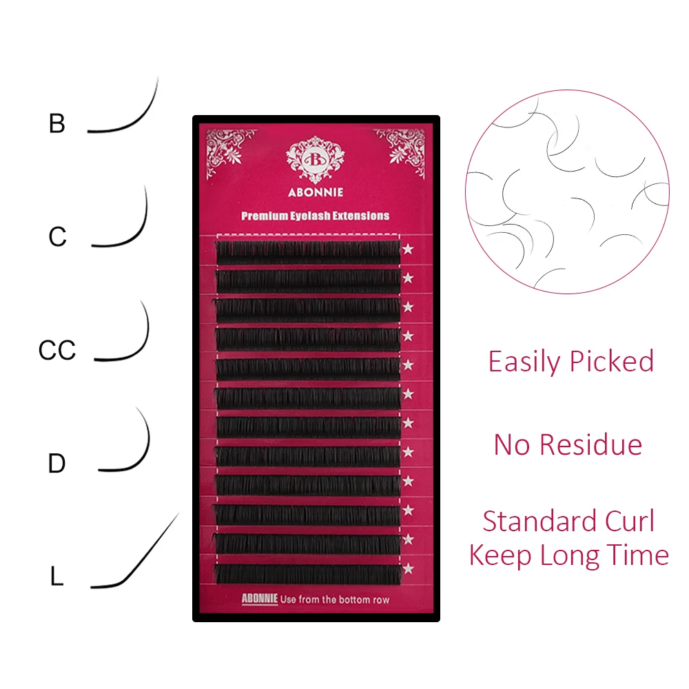 Abonnie  JBCD Curl Individual Lashes Black Mink  False Eyelashes  Premium Volume Lashes Fake Cilios 12rows All Size 8-17mm