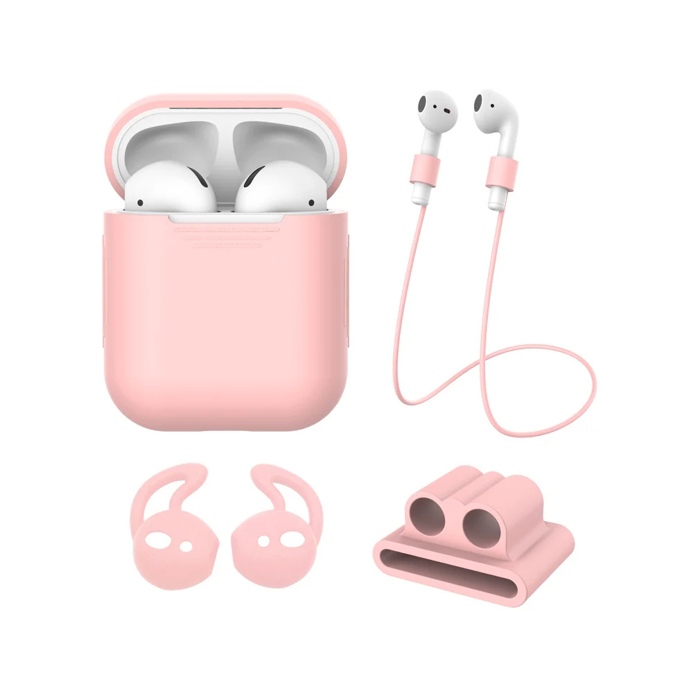 

4 in 1 Silicone Cover for i600 i200 i800 tws Airpods Case Earpods Case for Wireless Bluetooth Earphone Watchband Anti-lost Strap