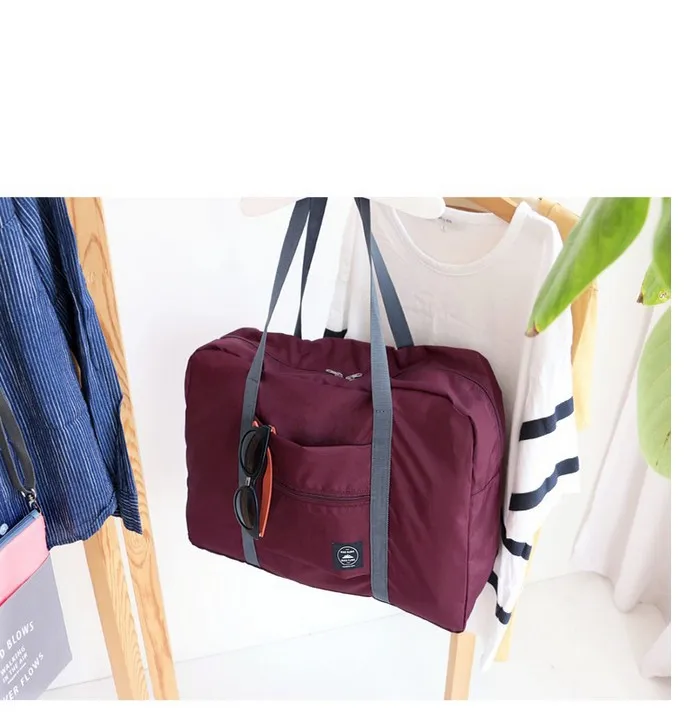 Водонепроницаемые нейлоновые дорожные сумки для женщин и мужчин, большая вместительность, Складная спортивная сумка-Органайзер, упаковочные кубики, багаж для девушек, сумка для выходных - Цвет: Red