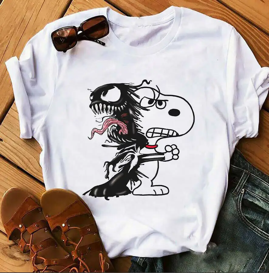 Футболка Venom and Snoopie футболка с коротким рукавом S-3XL мужская женская унисекс