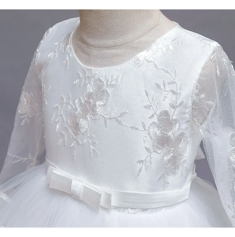 Hot Selling Small CHILDREN'S Princess Cake Dress CHILDREN'S Dress Gauze Long Sleeve 2-10-Year-Old Lace Dress