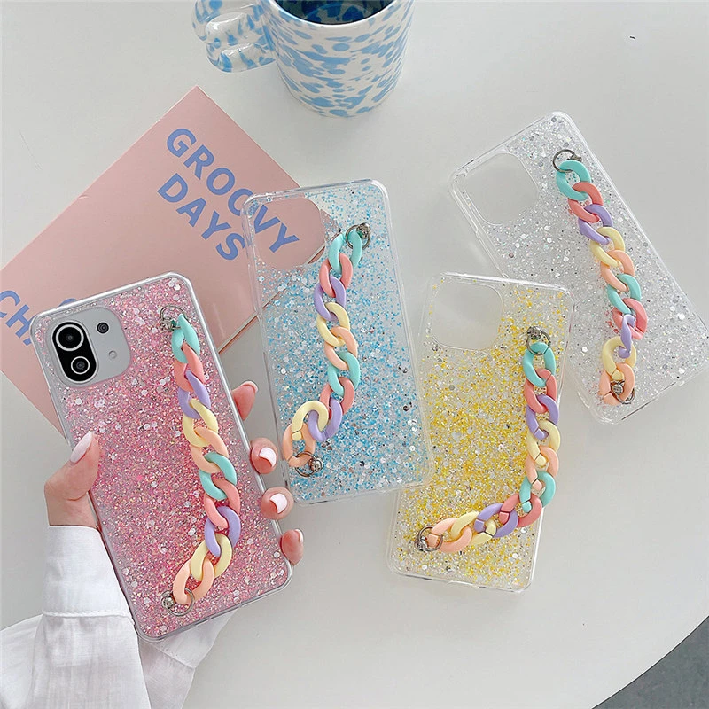 iphone 11 Pro Max  lifeproof case Rainbow Chain Bling Glitter Phone Case For Xiaomi Mi 11 Lite POCO X3 Pro F3 Redmi Note 10 Pro 10S 9 9S 9A 9C Soft Back Cover case iphone 11 Pro Max 