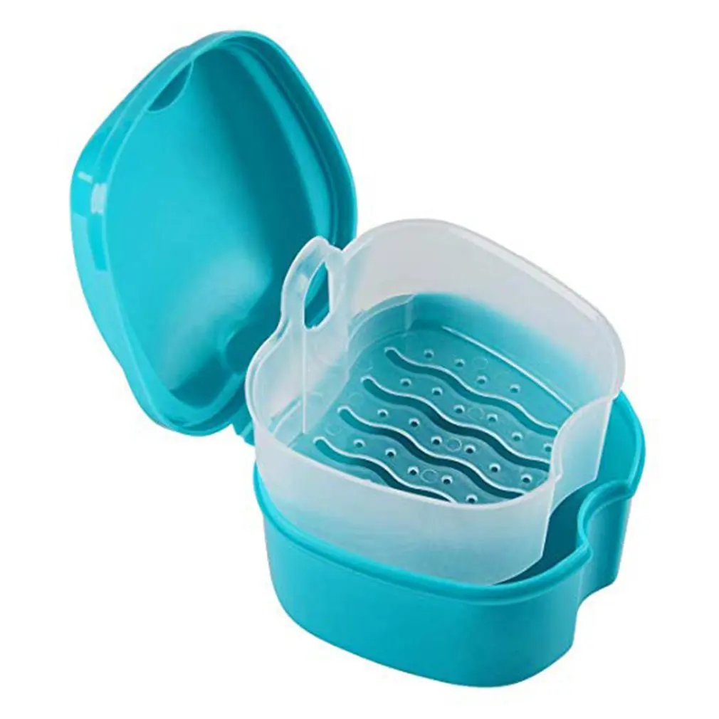 

Plastic Storage Box Convenient Denture Bath Box Case False Teeth Storage Box With Hanging Net Container