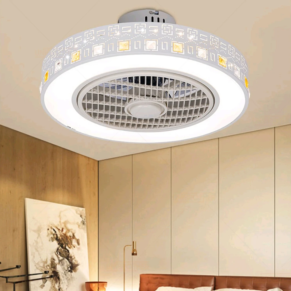

Ceiling Fans with lights modern minimalist restaurant bedroom ceiling fan light 220V remote control dimming decora lamp