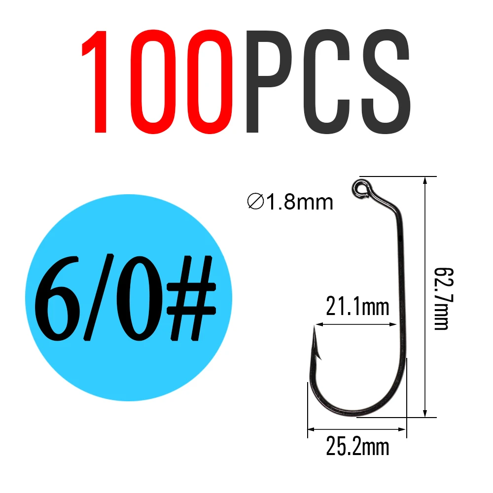 ICERIO 100PCS 60 degree Round Bend Barb Jig Hook Strength