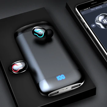

ALWUP Bluetooth 5.0 Earphone Wireless Headphone Sport Waterproof Stereo Headphone With Dual Mic 6000mAh Battery Charge Case Q66