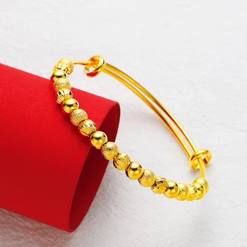 

classic push-pull trill hot style transport bead alluvial gold bracelet gold-plated brass female with long not rub off