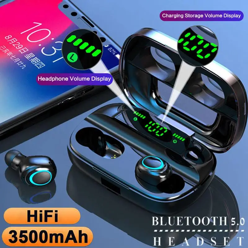 S11 TWS Bluetooth 5 0 Wireless Headset Touch Digital Display Noise Reduction Stereo Headset Headset Compartment Phone Holder