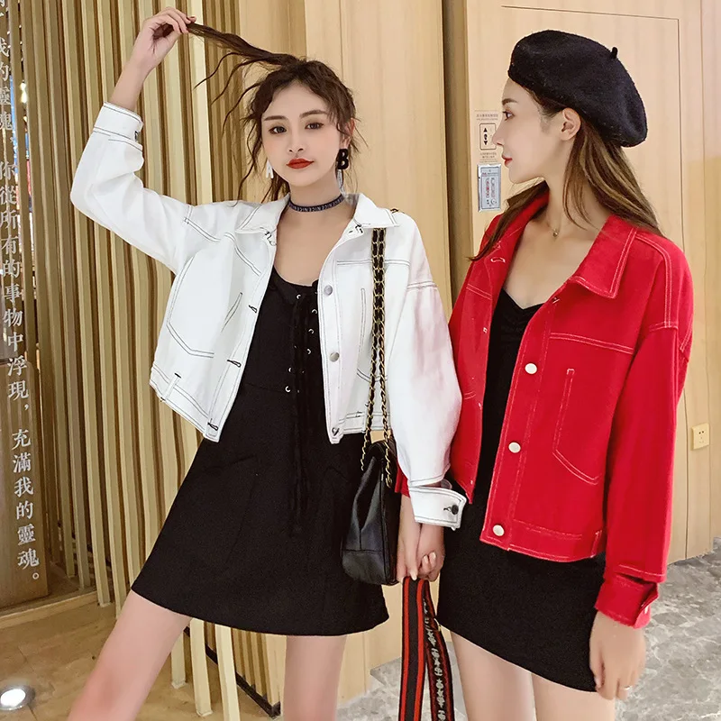

2019 Autumn And Winter New Style Casual Loose-Fit Jeans Coat Women's Hong Kong Flavor-Style Cowboy Workwear Tops