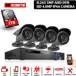 AHD 5MP DVR H.265 видео монитор 4CH комплект камеры безопасности CCTV Матрица SONY IMX322 HD 4MP камера наблюдения уличная система