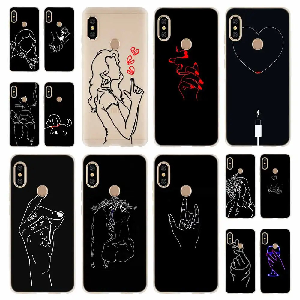 Модный мягкий чехол из ТПУ С Простыми линиями для Xiaomi Redmi Note 11 10 9 8 7 Pro Max 10S 9S 9T 8T 4G |