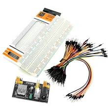 3.3 v/5 v mb102 placa de pão módulo alimentação + MB-102 830 pontos solderless protótipo placa pão 65 fios jumper para arduino kit