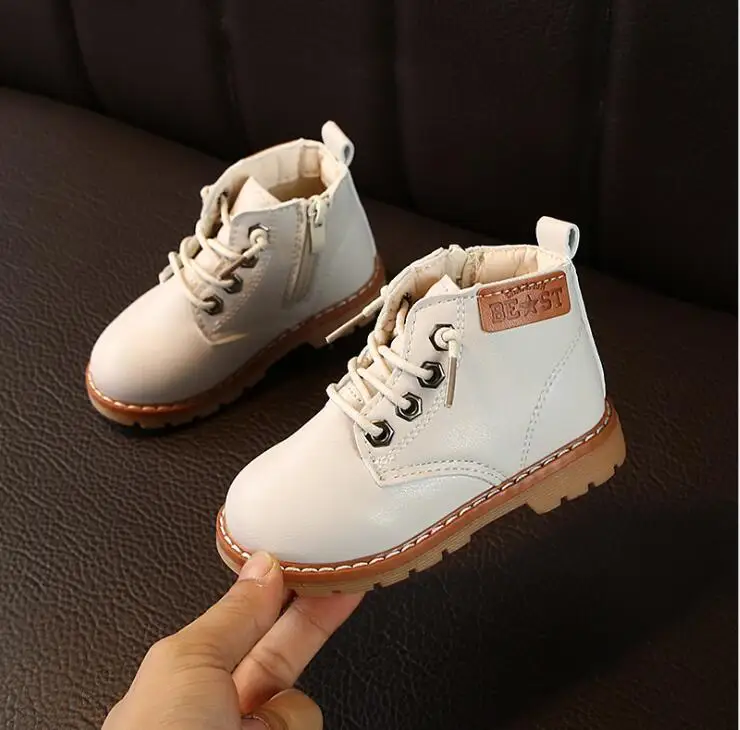 Autumn Winter Plush Children boots Boys Girls Martin Shoes Fashion Brand Soft Leather Warm Kids Boots Size 21-30