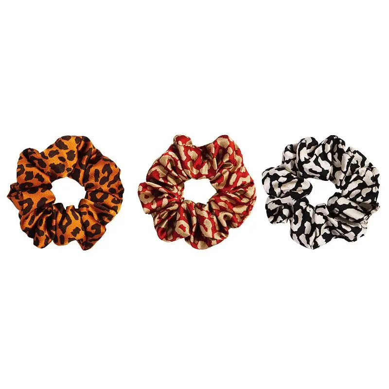 Womens Imitation Silk Scrunchies Headbands Hair Ties Accessories Vintage Leopard Animal Print Cross Knotted Wide Turban 4