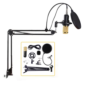 

BM800 Wired Microphone Professional Studio Mic 3.5mm Condenser Audio with Mini Holder for Recording Radio Broadcasting Singing