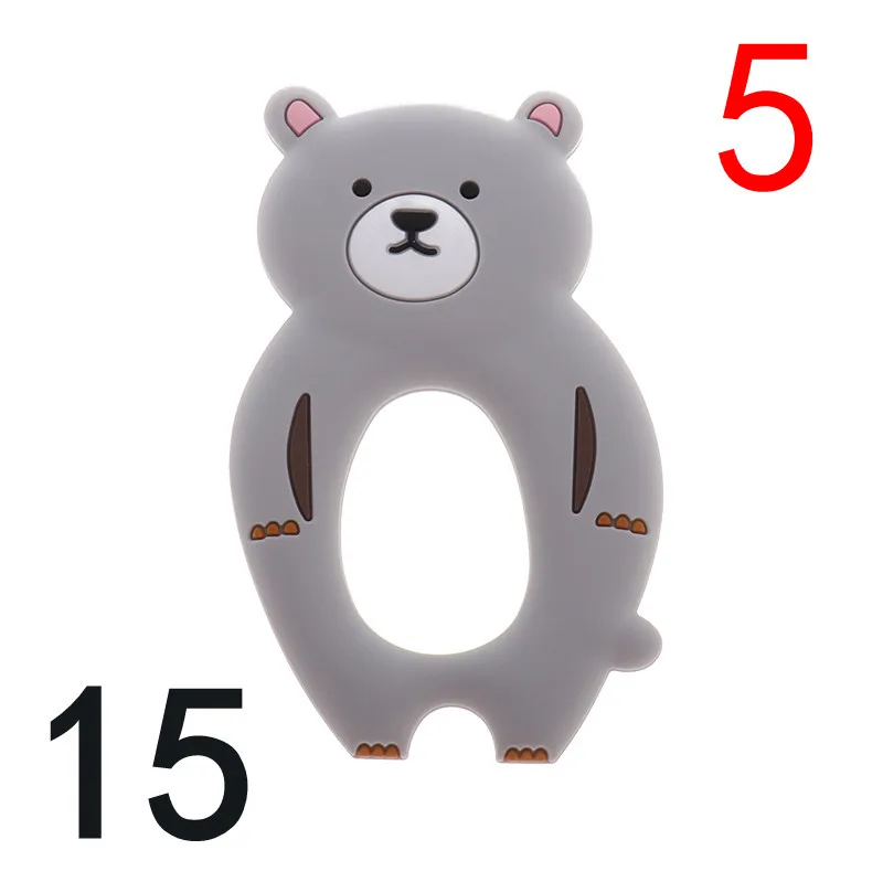 bear15 ATOB, 5 шт., детский прорезыватель, динозавр, силиконовая подвеска, прорезыватель, медведь, BPA бесплатно, прорезыватель, игрушка, животное, сделай сам, цепочка, ожерелье, игрушки, аксессуары - Цвет: bear15