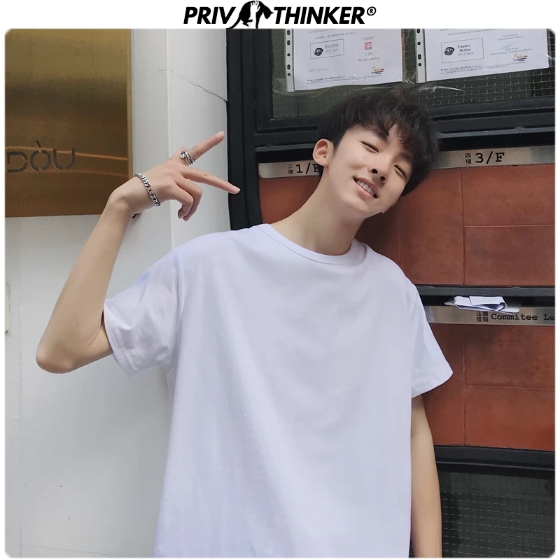 

Privathinker Men Cotton Colorful Summer Tshirts For Mens Fashion Loose T-Shirt Male Streetwear Oversize Tees O-Neck Tshirt 2020