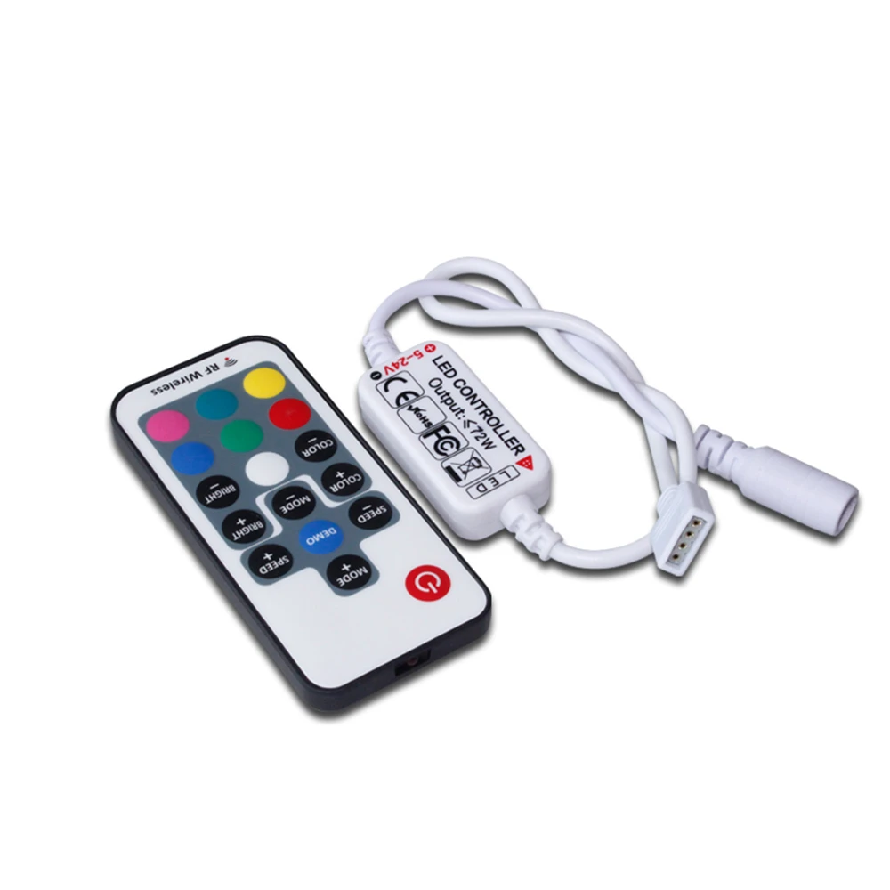 

DC5-24V 4IN Connector MINI 10Keys 17keys RGB RF Controller For Constant Voltage RGB Lights 2835 5050 led strip light