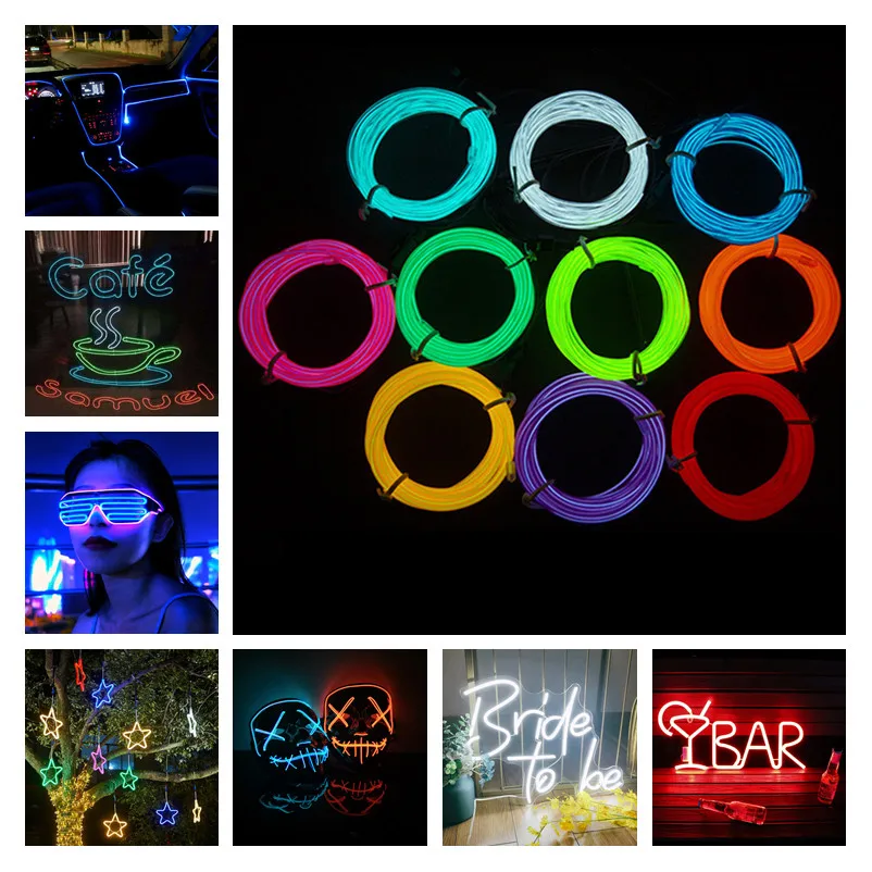 

EL Wire Led String Lights Neon Lamp Flexible DIY for Bar Home Room Christmas Wedding Party Decor Waterproof Outdoor Navidad Noel