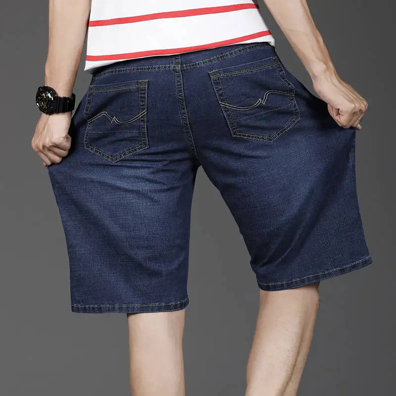 2020 Summer Extra large size men's denim shorts oversized men's elastic waist knee length loose shorts men plus size Male Brand 2020 Summer Extra large size men's denim shorts oversized men's elastic waist knee length loose shorts men plus size Male Brand