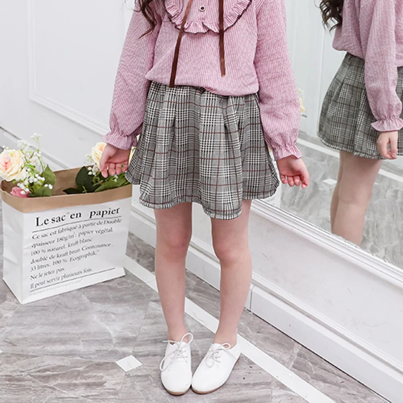 

1New Autumn Fashion Baby Girl Skirt 5-9T Pleated Plaid Princess Skirt Lovely Toddler Girl Children's Clothing