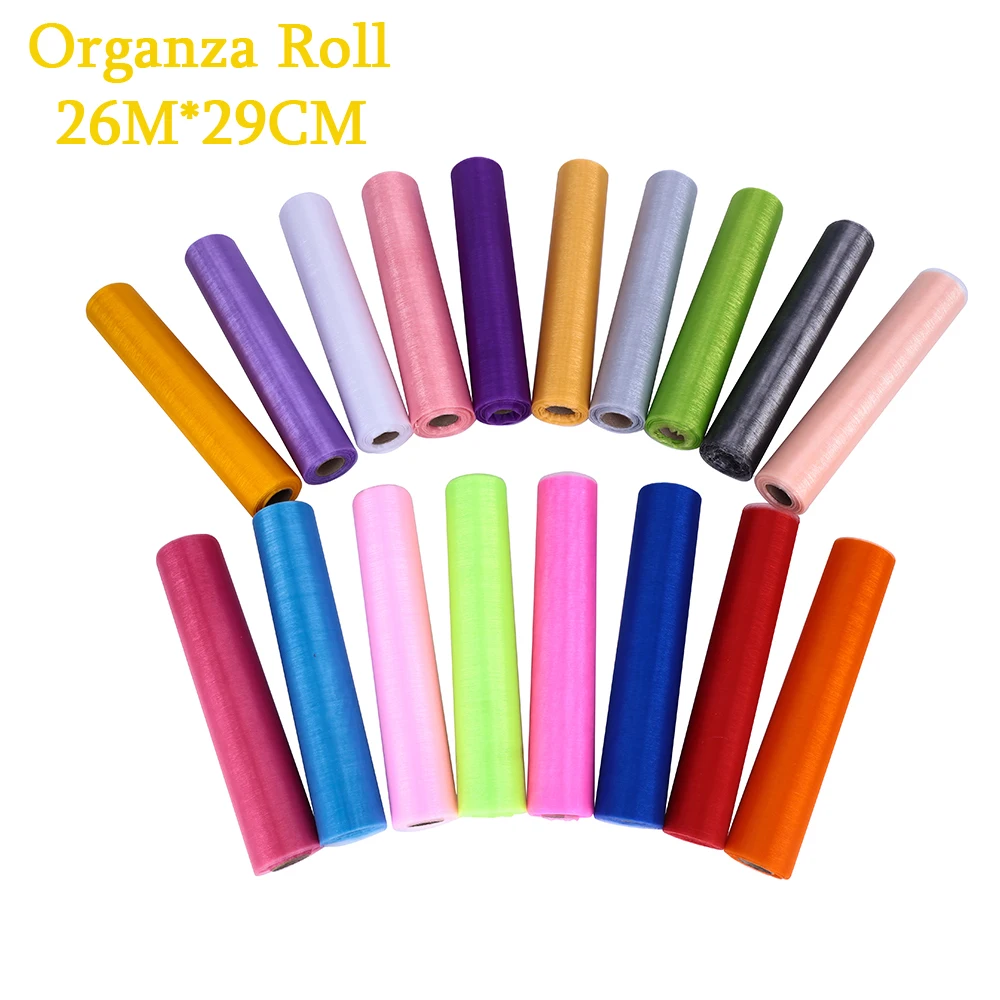 26 м* 29 см органза в рулоне для свадебного украшения тюль рулон для юбки-пачки пояса белая органза стол дорожка стул пояса лук