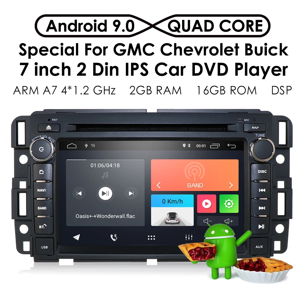 Android 9,0 автомобильный стерео DVD плеер для GMC Chevy Silverado 1500 2012 GMC Sierra 2011 2010 7 дюймов четырехъядерный двойной Din в видеорегистратор