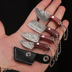 Portátil chaveiro bolso faca de acampamento aço inoxidável pequeno mini faca edc descascador lâmina fixa punho madeira da cozinha multi facas