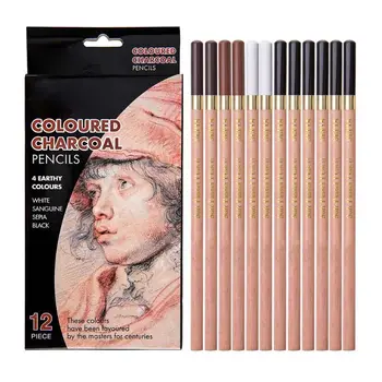 

12Pcs/Box Soft Pastel Wooden Pencil Crayon Charcoal Pencils for Sketching Drawing Art Supplies