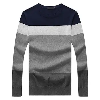 

Sweater Men 2018 Casual Pullover Men Autumn Round Neck Patchwork Quality Knitted Brand Male Sweater