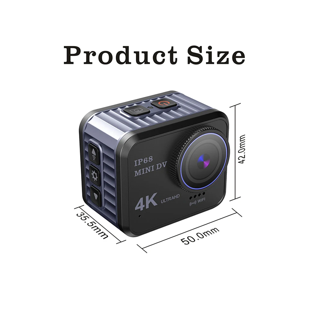 4K Ultra HD Mini Action Camera 10m Waterproof IP68 Sports Camera Dash Cam Video Camera Professional Action Camcorder Set