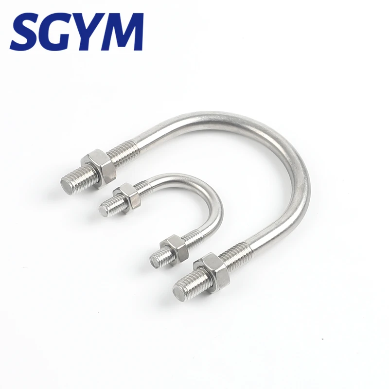 SGYM U 볼트 304 스테인레스 스틸 U자형 나사, 너트 파이프 클램프가 있는 U자형 버클, M6, M8, M10